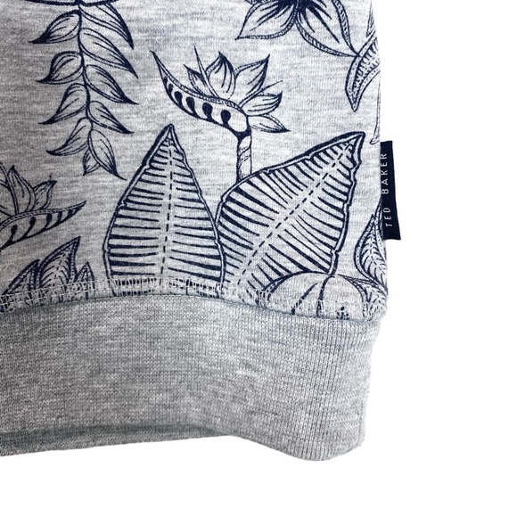Ted Baker London Hawaiian Tropical Flower Monkey Pullover Sweatshirt Gray Sz XL - Picture 8 of 12